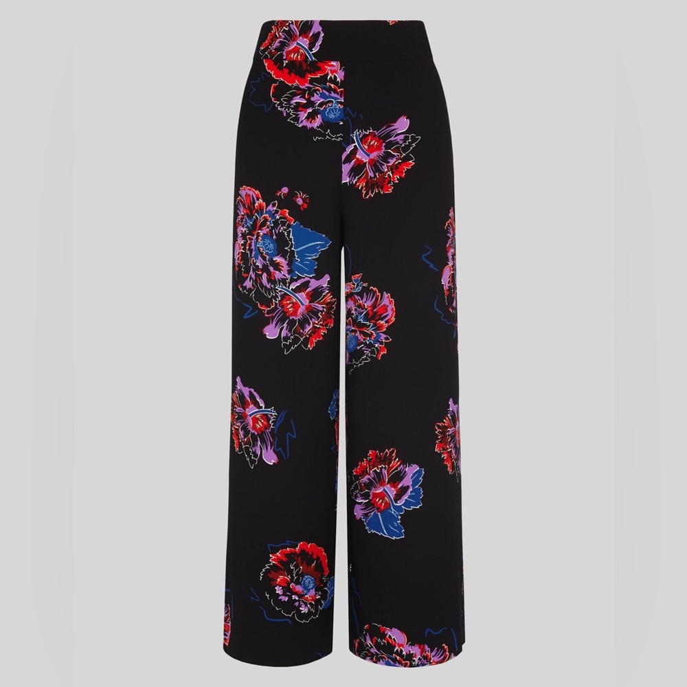 Whistles Freya Floral Cropped Culotte Wide Leg Pants Size 0/XS - Picture 9 of 9